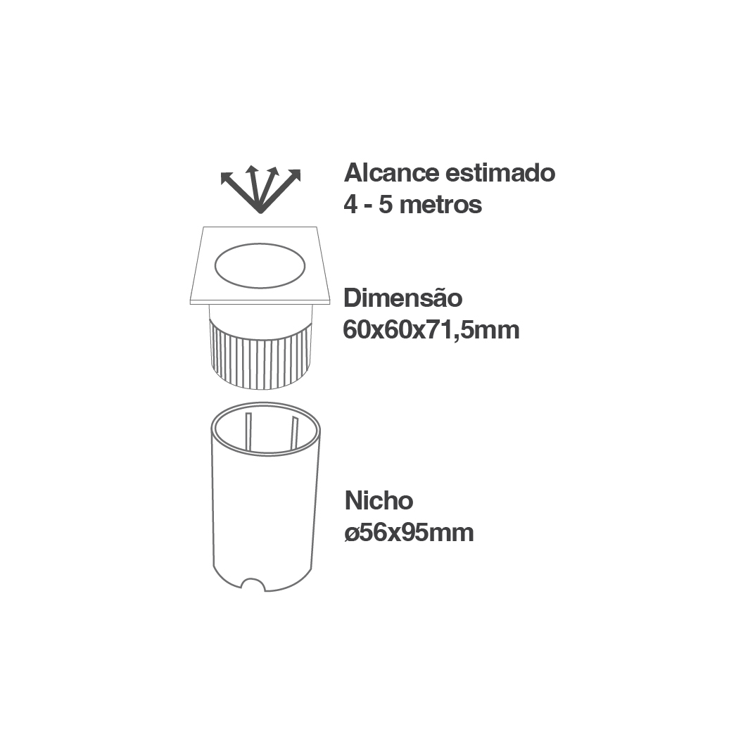 EMBUTIDO SOLO QUADRADO - PRETO 4.5W